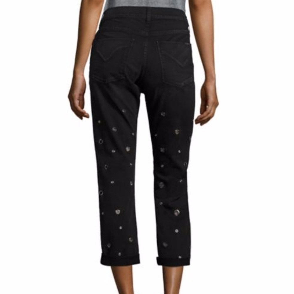 HUDSON New Jeans Crystal Jewel Grommet Pants USA BLACK Womens Sz 29, 30 - Picture 5 of 9